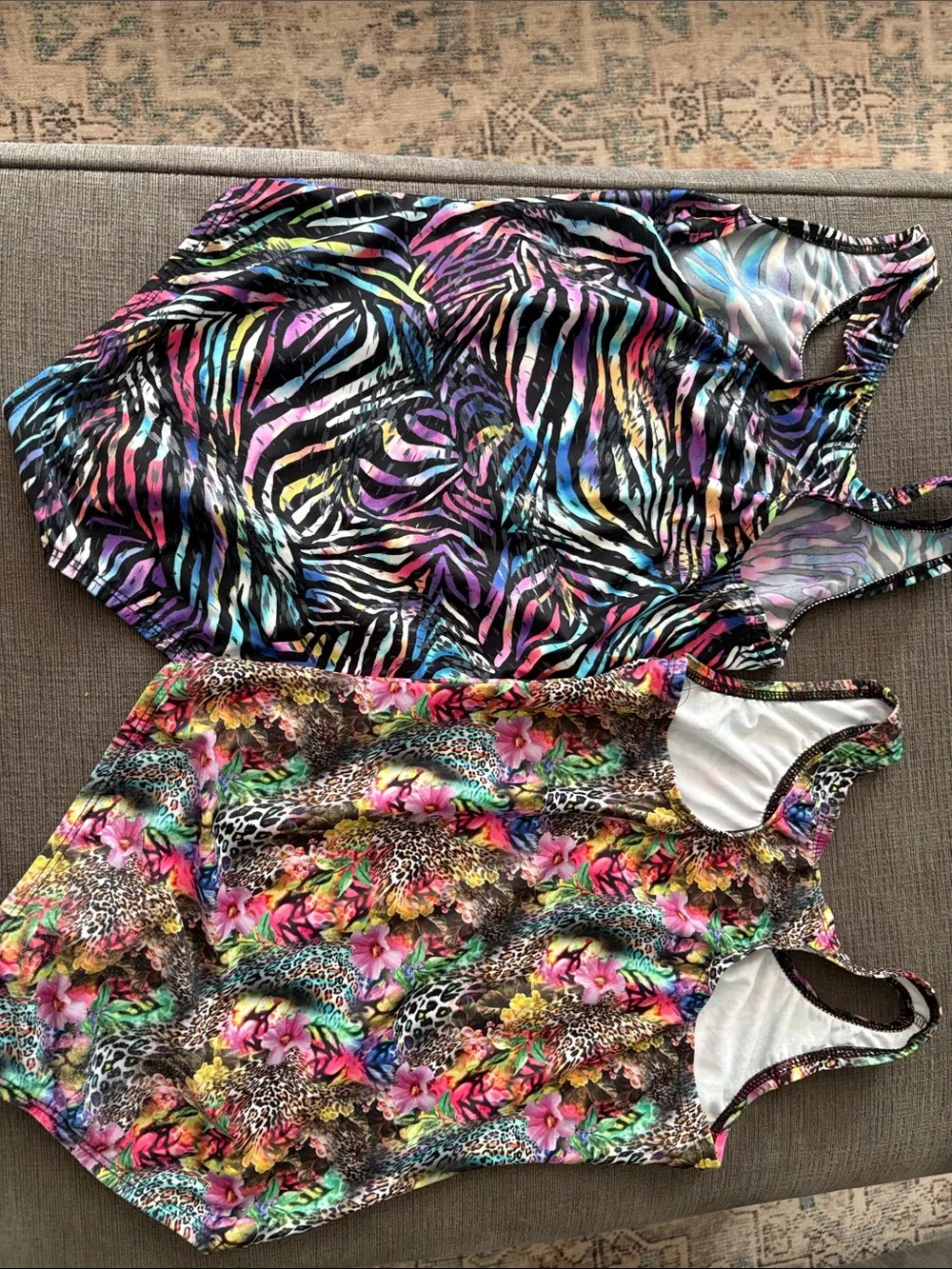 Dori Creations Kids One-Piece Swimsuit in Multicolor - Floral & Zebra Prints